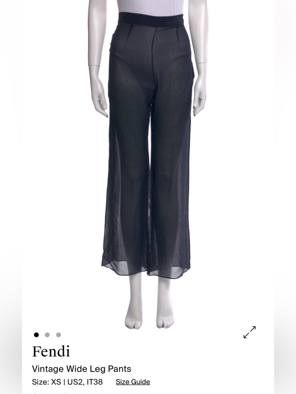 Fendi Black Sheer High-Waist Wide-Leg Pants